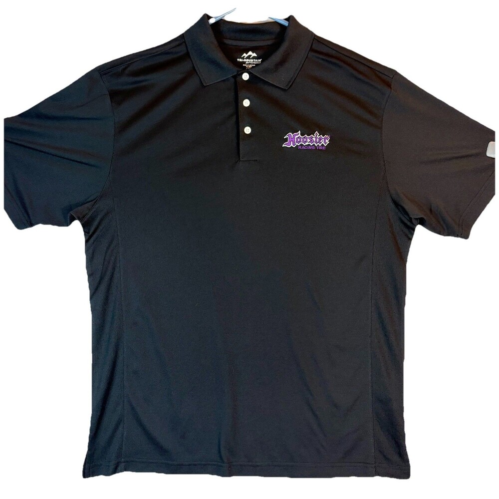 Hoosier Racing Tire Polo Shirt S/S Ventilated Performance Race Car Black Men's L